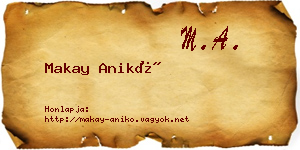 Makay Anikó névjegykártya
